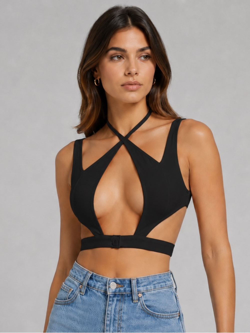 NWT Crisscross Cutout Crop Top